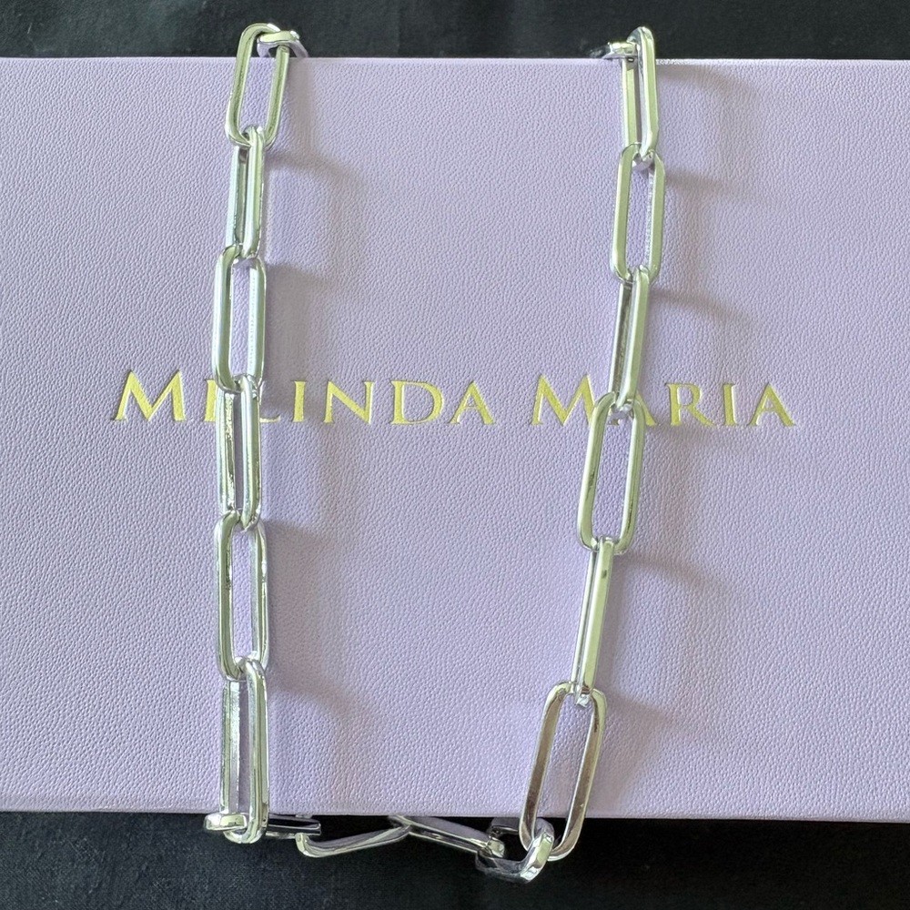 Melinda Maria Silver Choker Paperclip Necklace NEW